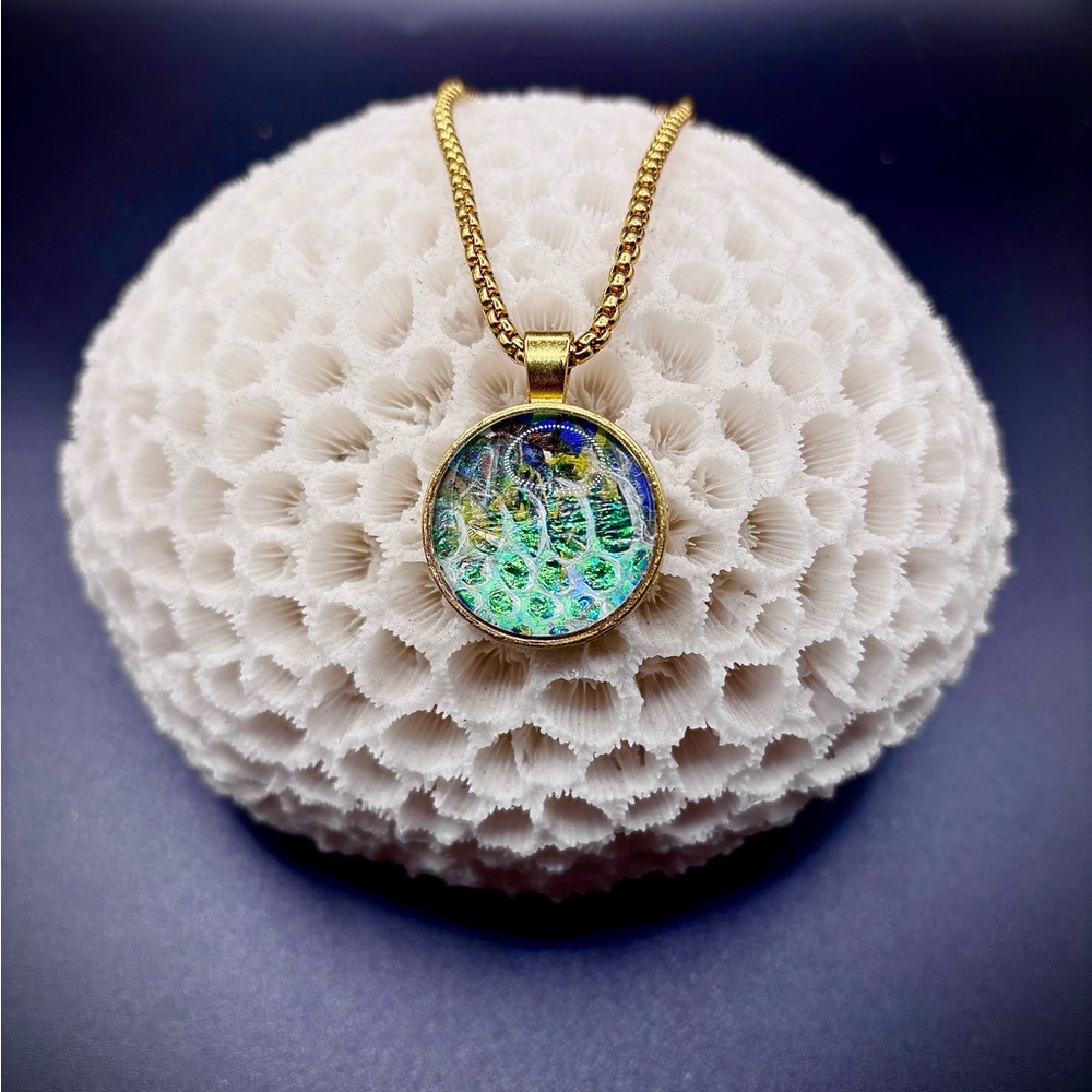 Gold and Green Pendant Necklace